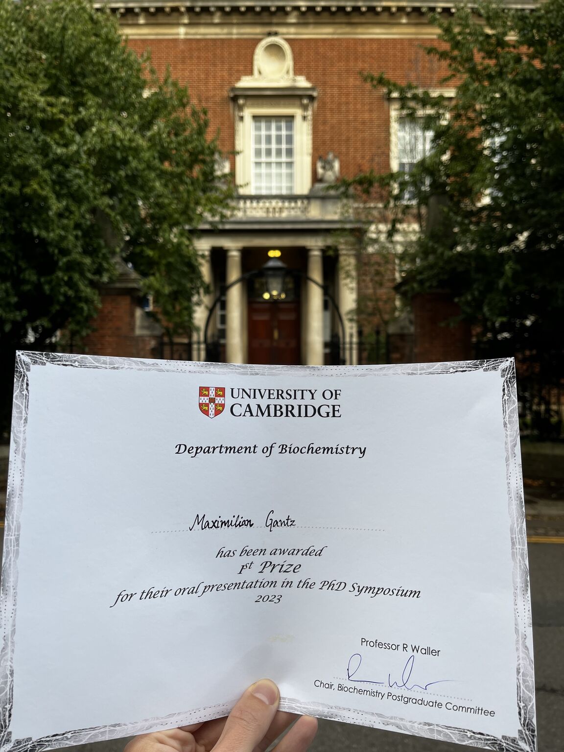 Certificate prize - Maximilian Gantz